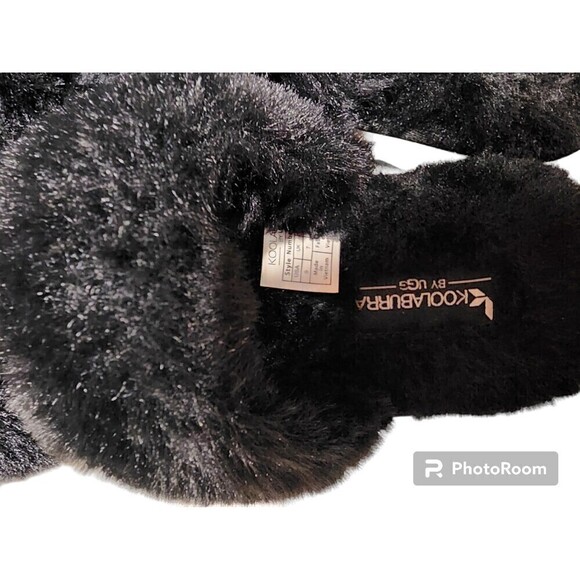 Koolaburra by UGG Fuzz-On Platform Slide Sandals Slippers Faux Fur Size 9 Black. - Picture 4 of 9